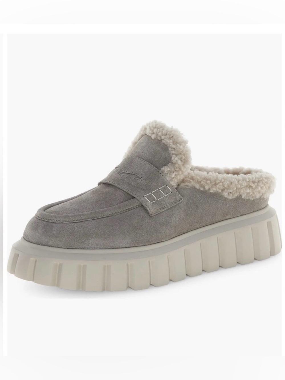 NWT VOILE BLANCHE GRENELLE Genuine Shearling Platform Mule - Picture 3 of 16